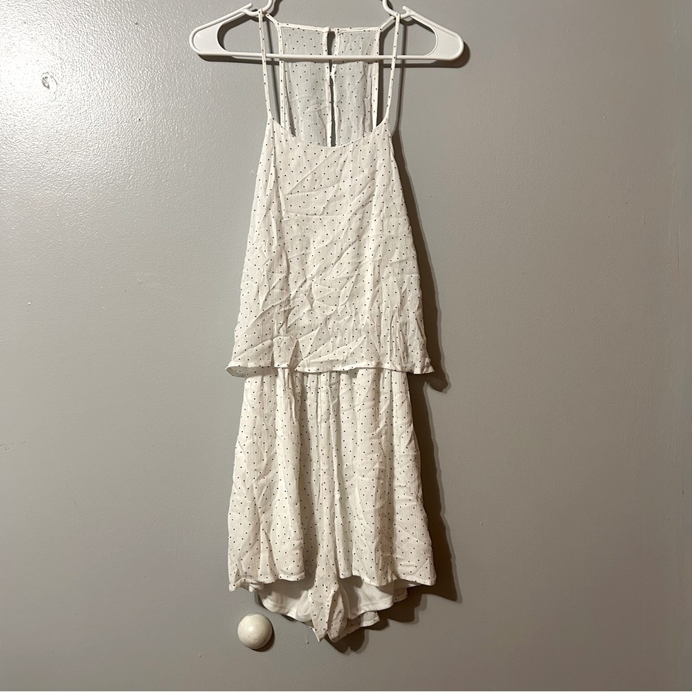 Hyfve Lightweight White  Romper With Black Polka dots  Medium‎ Flowy Open Back